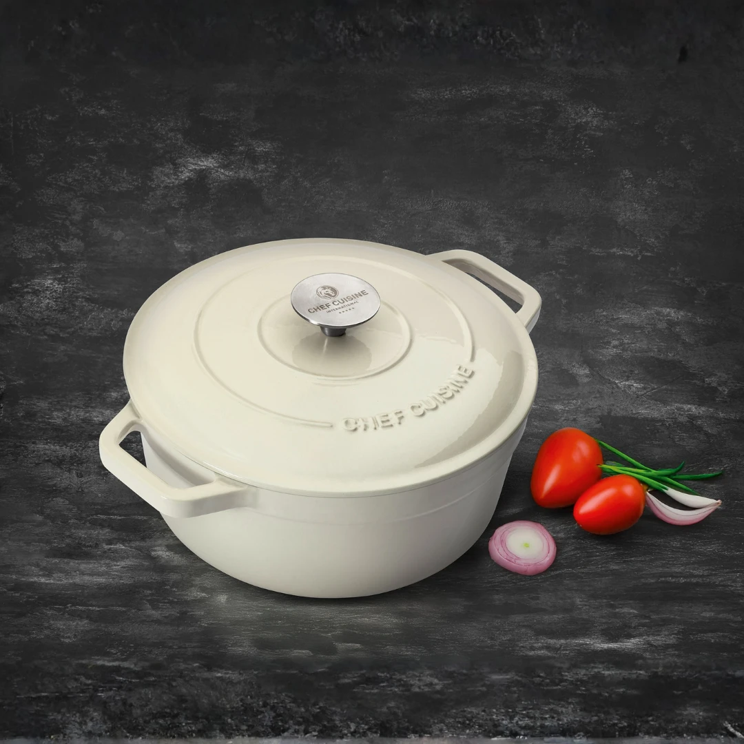 Gusseiserner Bräter Ø 24 cm creme – Bild 5