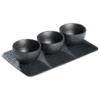 Porzellan Dip Schalen 3er Set, inklusive Tablett