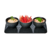 Porzellan Dip Schalen 3er Set, inklusive Tablett