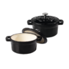 2er Set Mini Cocottes mit Deckel schwarz hochglanz